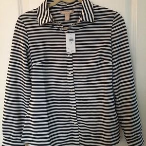 Banana Republic Navy and white striped shirt